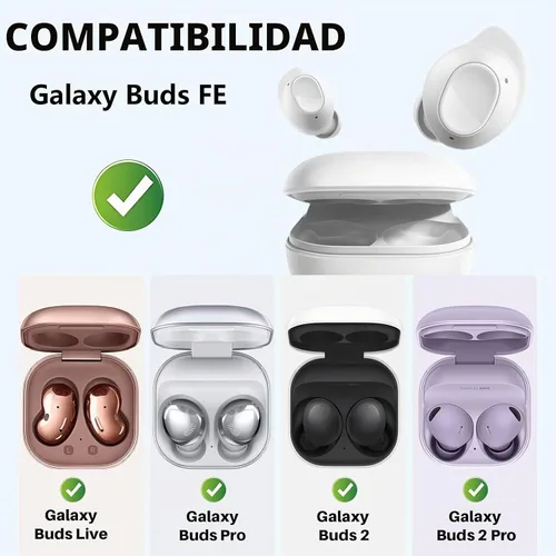 Vista 2 de Funda con Candado Seguro Transparente para Samsung Galaxy Buds FE/Galaxy Buds 2 Pro/Galaxy Buds Pro/Galaxy Buds Live, Accesorios para Galaxy Buds