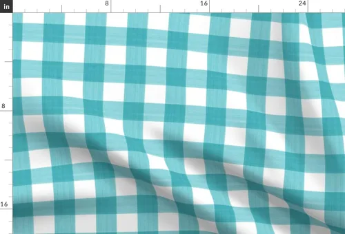 Vista 3 de Spoonflower Tela - Turquesa Buffalo Plaid Stripe Country Gingham Pintura impresa en tela de gasa Fat Quarter - Costura de moda Vestidos Decoración