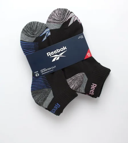 Vista 2 de Reebok Calcetines deportivos acolchados cómodos de corte de un cuarto para mujer (paquete de 6)