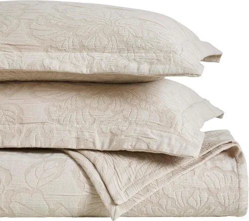 Vista 19 de Superior Fleur De Lis - Juego de colcha de algodón de 3 piezas, decoración de cama para el hogar, colcha decorativa con textura, 2 fundas de Granate