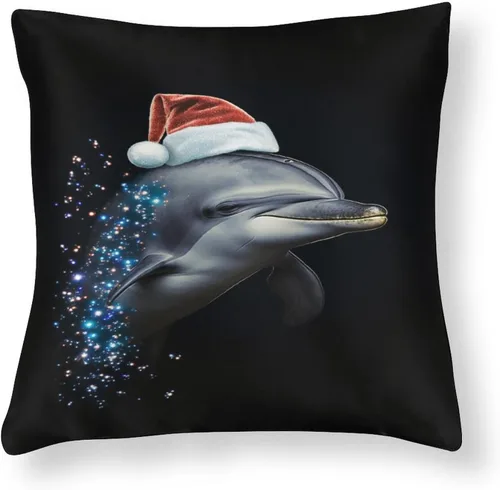 Vista 15 de Fundas de almohada de satén, fundas de almohada con sombrero de Papá Noel, fundas de almohada para amantes de los delfines, almohadas con cremallera