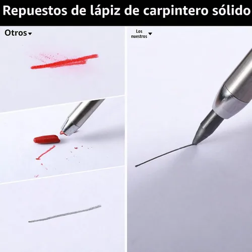 Vista 4 de Hiboom 24 piezas de repuesto HB de 0.110 in para lápiz de carpintero, lápiz de estudio de larga duración para lápiz mecánico, construcción de Negro