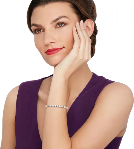 Vista 2 de Ross-Simons Pulsera Bolo de 400 quilates en plata de ley Circonita cúbica circonita
