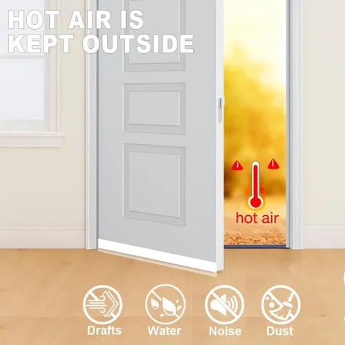 Vista 10 de 49 pies de cinta de sellado para clima transparente, sello de puerta, cinta adhesiva para evitar corrientes de aire para puertas, cinta de sellado