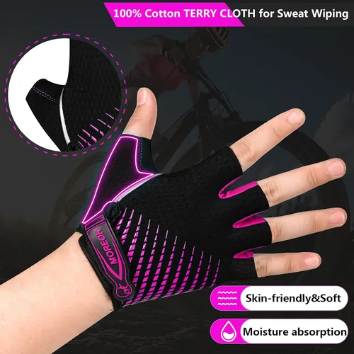 Vista 4 de BIKINGMOREOK Guantes de ciclismo para hombres y mujeres, guantes de bicicleta transpirables, almohadillas de gel de 0.197in, guantes de bicicleta