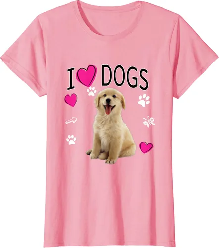 Vista 10 de Camiseta I Love Dogs - Camiseta Golden Labrador retriever, Azul Negro