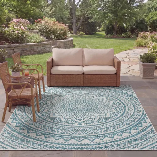 Vista 49 de SAFAVIEH Alfombra lavable al aire libre Courtyard Collection - 2'3" x 5', marfil y verde, no desprende pelusa y fácil limpieza, ideal para patio