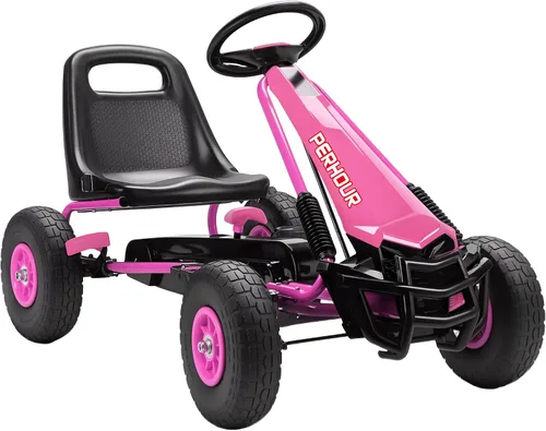 Vista 11 de Qaba Go Kart - Pedal de 4 ruedas para niños, asiento ajustable para niños Negro