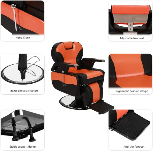 Vista 3 de Winado Silla de peluquería reclinable resistente, giratoria de 360° y altura ajustable y soporta hasta 440 libras, para peluquería y salón