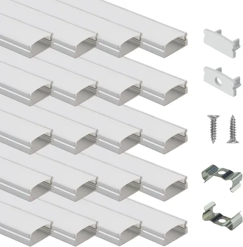 Vista 9 de Muzata Paquete de 5 canales de tira LED plateados de 3.3 pies con difusor