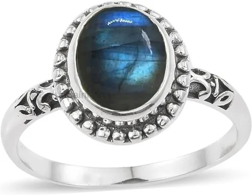 Vista 32 de Anillo de plata de ley 925 para mujer, anillo único de gema ovalada hecho a mano