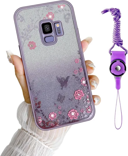 Vista 36 de Funda para Samsung Galaxy S8, Samsung S8 para mujer, cambio gradual con purpurina, cristal suave, TPU mariposa, floral, corazón, transparente, funda