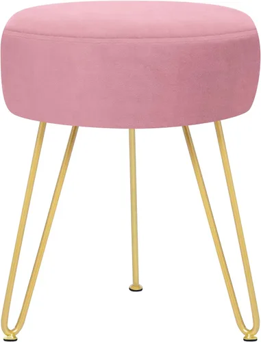Vista 12 de GERANT Taburetes de tocador multifuncionales – Taburete otomano redondo de terciopelo moderno – Taburete tapizado – Taburete de mesa auxiliar