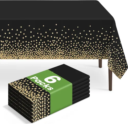 Vista 14 de Paquete de 2 manteles rectangulares desechables color negro, manteles de plástico negro para fiestas, 54 x 108 pulgadas, mantel de campamento