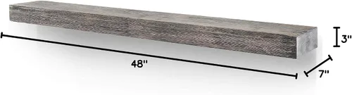 Vista 2 de BoscoMondo Repisa de Chimenea de 48 Pulgadas - Madera Rústica Sólida - Estante Flotante Estilo Granja Montado en Pared - con Soporte de Metal