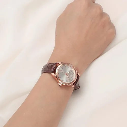 Vista 3 de Top Plaza Reloj clásico con correa de cuero para mujer, números arábigos, fácil de leer, relojes de vestir para mujer