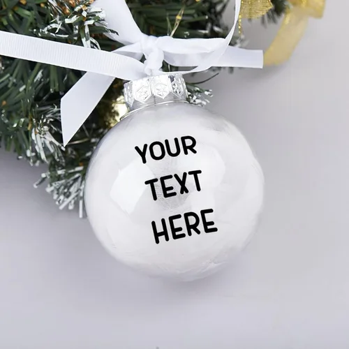 Vista 2 de Adorno redondo personalizado para decoración del árbol de Navidad, nombre de texto personalizado, adorno de bola de Navidad, recuerdo personalizado