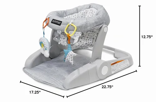 Vista 7 de Bright Starts - Asiento de piso de 2 posiciones para aprender a sentarse (gris jaspeado), sienta a tu bebé en esta silla ajustable para actividades