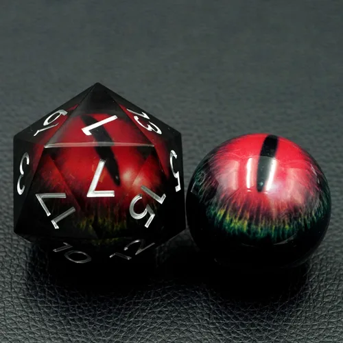 Vista 2 de Dados Dungeons and Dragons D20 con estuche de regalo, dados jumbo de globo ocular de 1.776 pulgadas (1.969 in), dados poliédricos de borde afilado