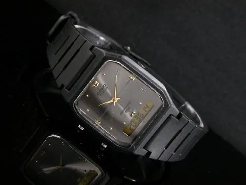 Vista 2 de Casio AW48HE-8A reloj de cuarzo analógico de resina para hombre con esfera dorada, Oro, Digital