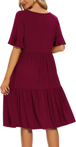 Vista 5 de Smallshow Vestido de lactancia de maternidad con volantes de manga corta para mujer