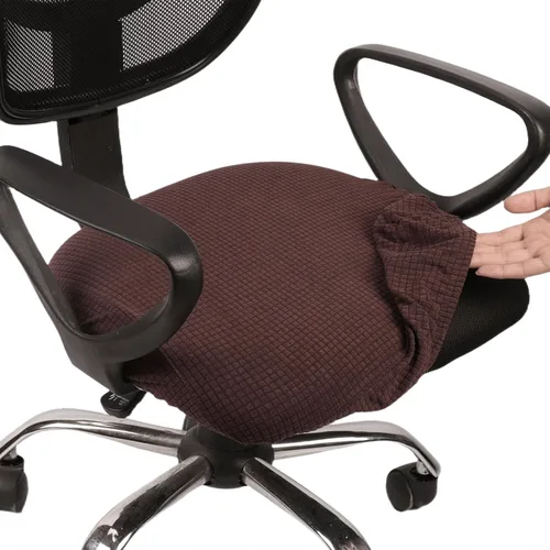 Vista 9 de Melaluxe - Funda elástica de jacquard para silla de oficina, funda extraíble y lavable para silla de escritorio, cubierta giratoria para asiento