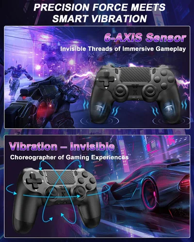 Vista 3 de Quevati Wireless Controller for PS-4, Dual Vibration Game Joystick/Motion Sensing/Touchpad/Speaker/3.5mm Audio Jack Headphone, Upgraded Six-Axis