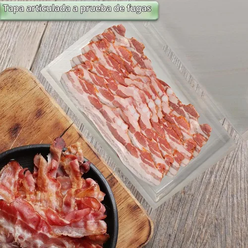 Vista 5 de Home-X Bacon Saver - Recipiente hermético de plástico para tocino, sin BPA, apto para lavavajillas, recipiente de almacenamiento de tocino a prueba