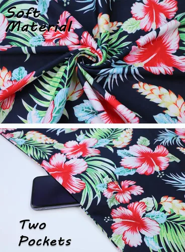 Vista 75 de SimpleFun - Vestidos de verano para mujer, camiseta floral, vestido de playa de estilo bohemio, informal, con bolsillos y sin mangas