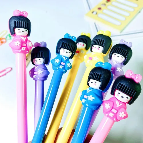Vista 6 de Juego de bolígrafos de gel a la moda, lindo color caramelo, colorido, tinta de gel, bolígrafos kawaii encantadores dibujos animados japonesas