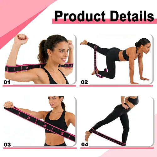 Vista 6 de Paquete de 5 bandas de resistencia para fitness, bandas de resistencia numeradas para glúteos, bandas elásticas de entrenamiento de 8 secciones