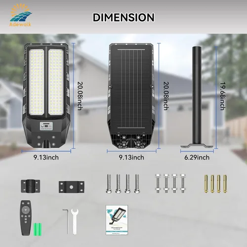 Vista 7 de 6000 W de luces solares para exteriores resistentes al agua, luz de calle solar del atardecer al amanecer de 7000 K, sensor de movimiento