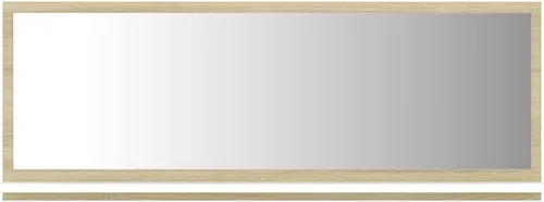 Vista 2 de Espejo rectangular de pared contemporáneo, espejo rectangular montado en la pared, espejo de baño blanco y roble Sonoma de 39.4 x 4.1 x 14.6