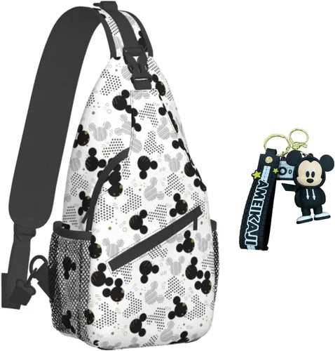 Vista 2 de BXXNOS Mochila bandolera de dibujos animados, mochila cruzada de viaje, senderismo, bolsa de pecho, mochila de día para mujeres y hombres, Clásico