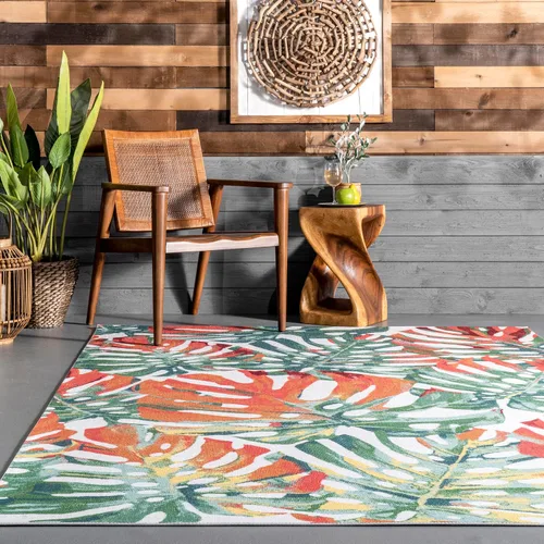 Vista 7 de nuLOOM Alfombra decorativa contemporánea de Janice floral, redonda de 4 pies, multicolor