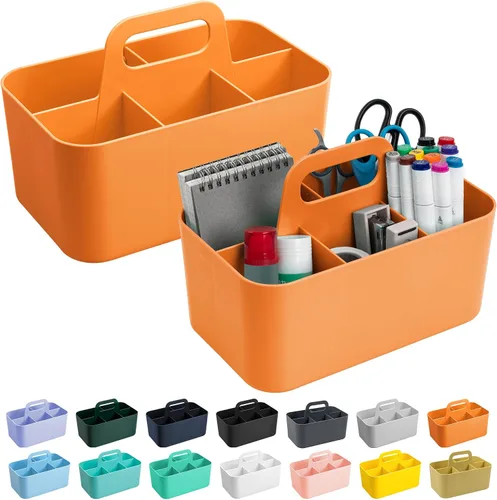 Vista 8 de Tiawudi Paquete de 2 Organizadores Caddy con Asa, Caddy de Plástico Portátil, Organización de Almacenamiento para Limpieza, Baño, Maquillaje, Arte