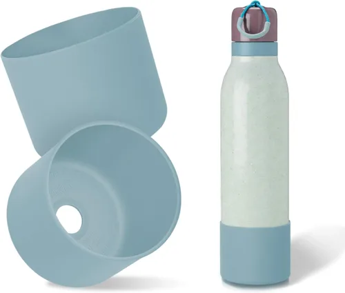 Vista 27 de 2 botas de silicona superiores para Owala FreeSip Twist de 24 onzas, funda inferior resistente a los arañazos, accesorios de botella de Owala