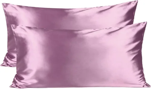 Vista 17 de Yanibest Funda de almohada de satén, fundas de almohada de seda para cabello y piel con cremallera, juego de 2 fundas de almohada estándar para 20 x