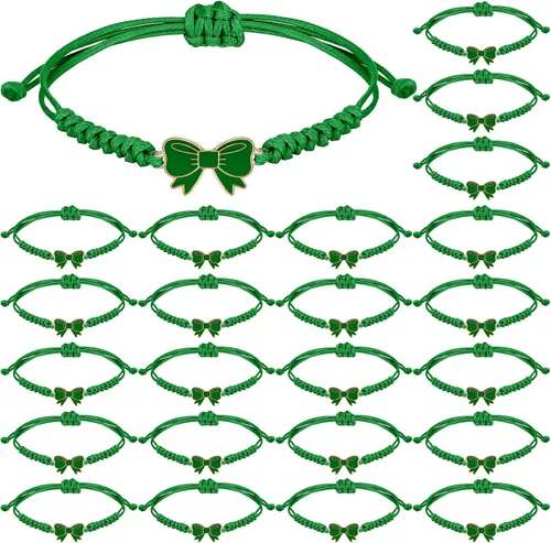 Vista 13 de Liliaafar Paquete de 24 Pulseras de Cuerda de Trenza de Lazo Coqueta, Regalo a Granel, Pulseras Ajustables de Cuerda Trenzada para Animadoras, Ideal