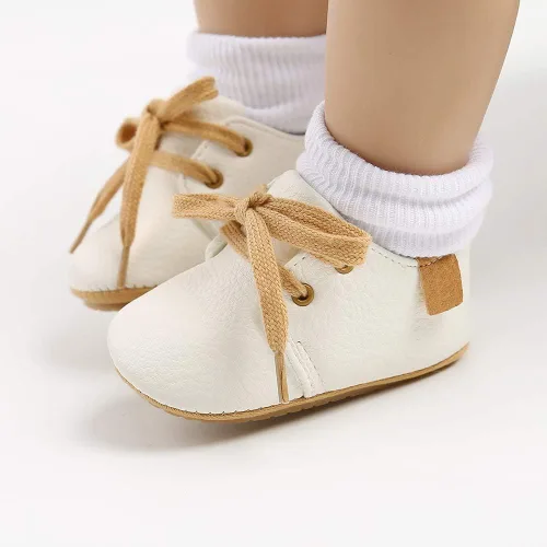 Vista 2 de Meckior - Tenis tipo botín para niños y niñas pequeños de 1 a 3 años con suela suave antideslizante de cuero sintético. Mocasines para bebés recién