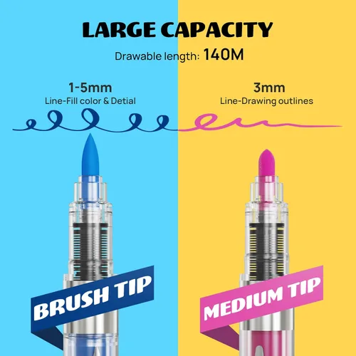 Vista 2 de Coogert 24 Automatic Ink Control Acrylic Paint Markers Dual Tip, Brush Tip Medium Tip No-Bleed Acrylic Paint Pens For Rock Painting, Wood, Fabric