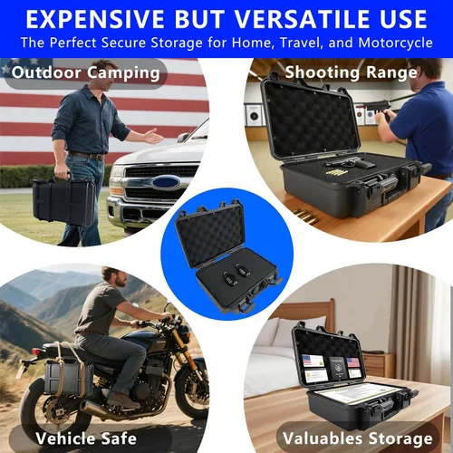 Vista 2 de Funda para pistola con cerradura - Estuche de viaje para pistola con 2 cerraduras TSA incluidas, Estuche de transporte para pistola de carcasa dura