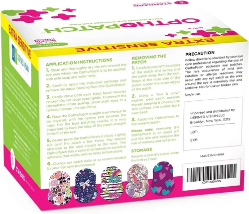 Vista 8 de Opthopatch Defined Vision - Parches para ojos para niños, diseño divertido para niñas [Serie II], 60 + 10 vendajes adhesivos de algodón