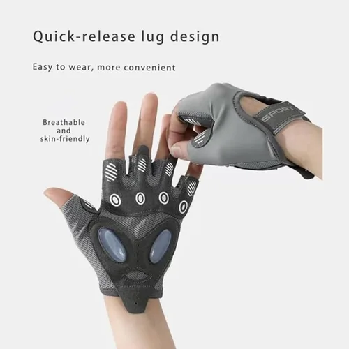 Vista 3 de Guantes de entrenamiento para gimnasio Guantes de levantamiento de pesas Guantes de ciclismo de dedo corto Guantes deportivos para hombres y mujeres