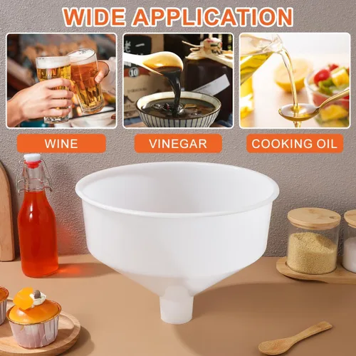 Vista 6 de Cabilock Embudo de cocina grande de boca ancha de plástico para llenado de bebidas de aceite de cerveza, herramienta de vertido sin derrames, 9.45