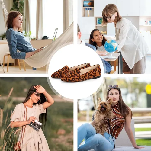 Vista 6 de MUSSHOE - Zapatos planos para mujer, de punto de malla, cómodos, con plantilla de espuma viscoelástica, sin cordones y de punta aguda