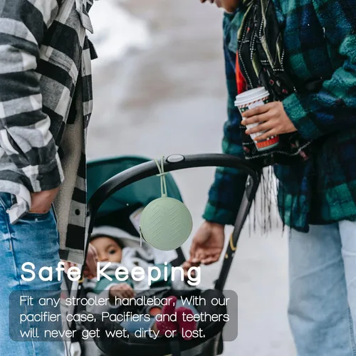 Vista 2 de Paquete de 2 fundas de silicona para chupón, sin BPA, para bebés, niños y niñas, contenedor portátil y apto para lavavajillas, para uso sobre