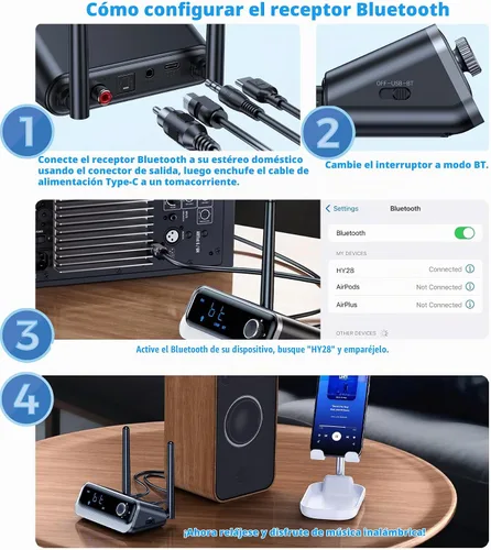Vista 8 de KAIY - Receptor Bluetooth 5.4 para el hogar, adaptador de audio Bluetooth