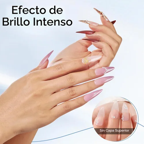 Vista 8 de modelones Pegamento de Uñas de Gel 9 en Uno Gel Base y Capa Superior Sin Limpieza Set de 2 Piezas para Esmalte de Uñas de Gel Adhesivo Extensión
