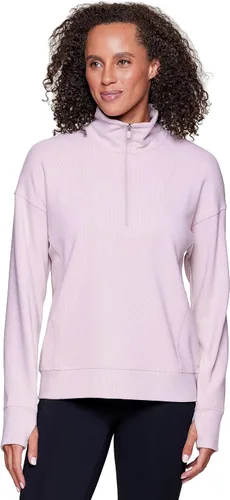 Vista 4 de RBX Active 12 Zip Pullover Para Mujer Suave Ligero Cremallera Cuello Mock Top Running Top